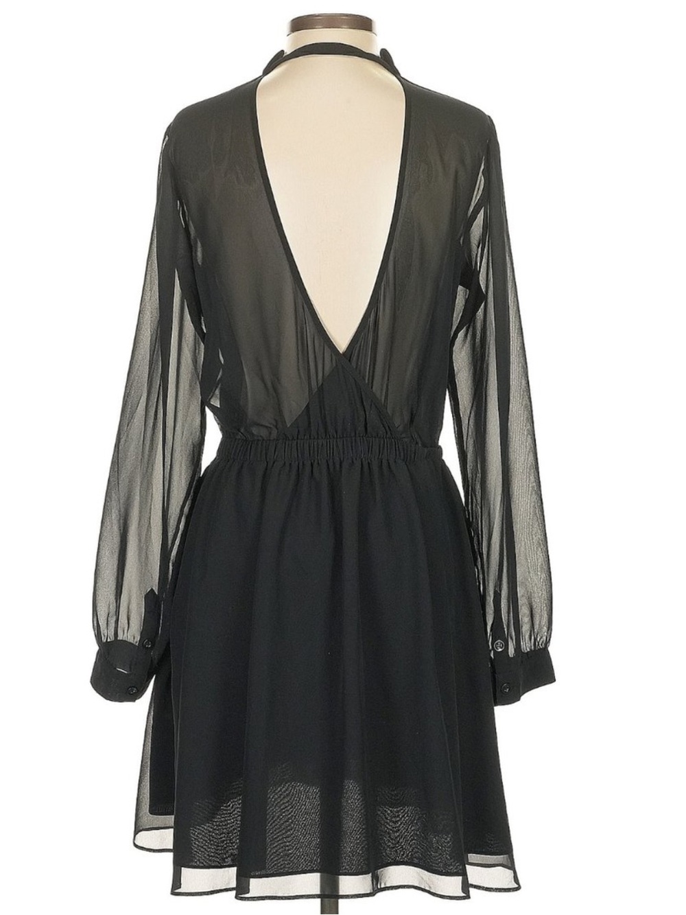 Bcbgeneration black mesh collar button down long sleeve dress small new